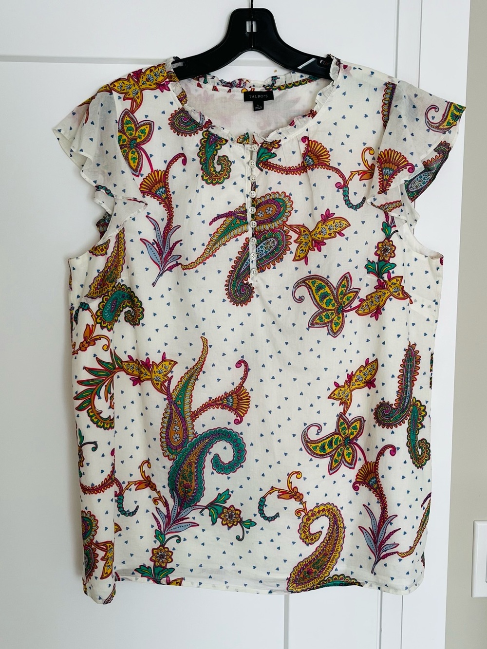 Talbots Women’s Large 100% Cotton Paisley Floral Blouse